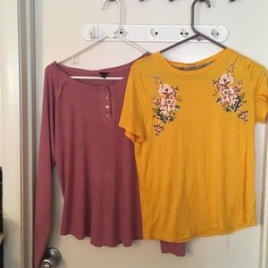 Two flower designed shirts